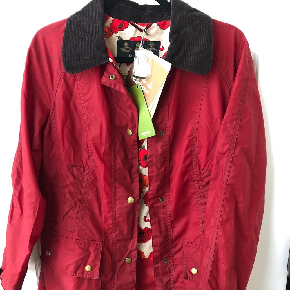 Barbour Beadnell red waxed coat